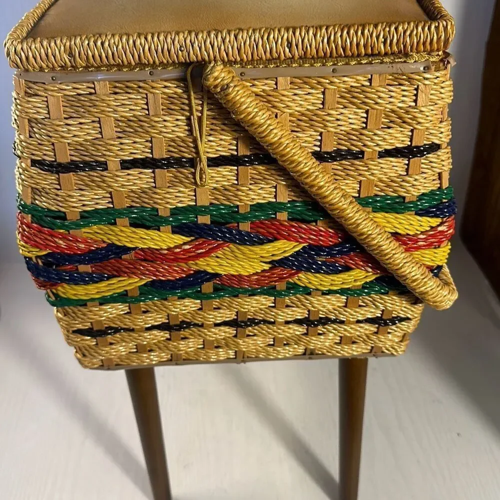 Vintage 60s Singer Sewing Basket Stand with‎ Removable Legs Beautiful Unique